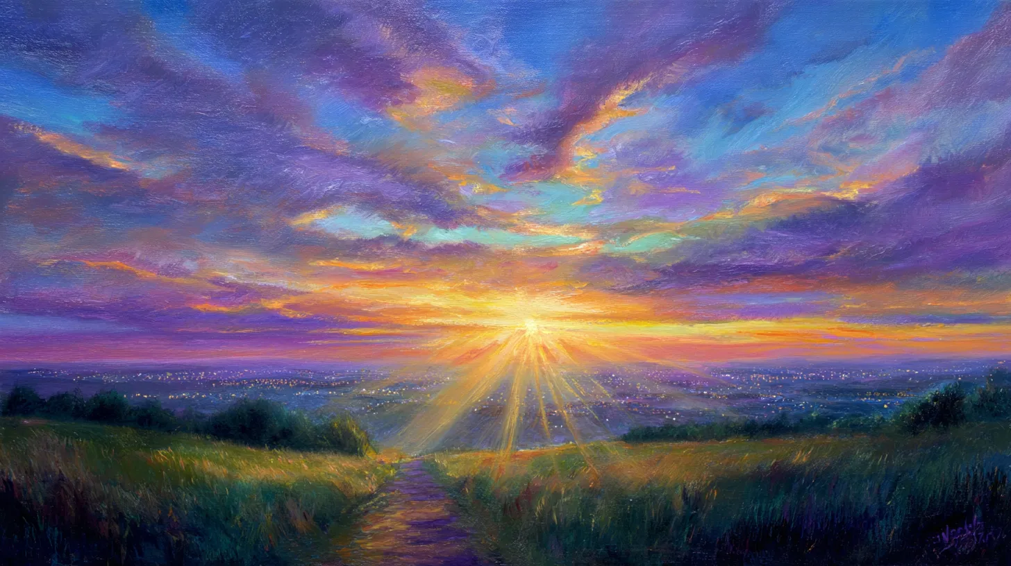 太陽の光が差し込む明るい風景